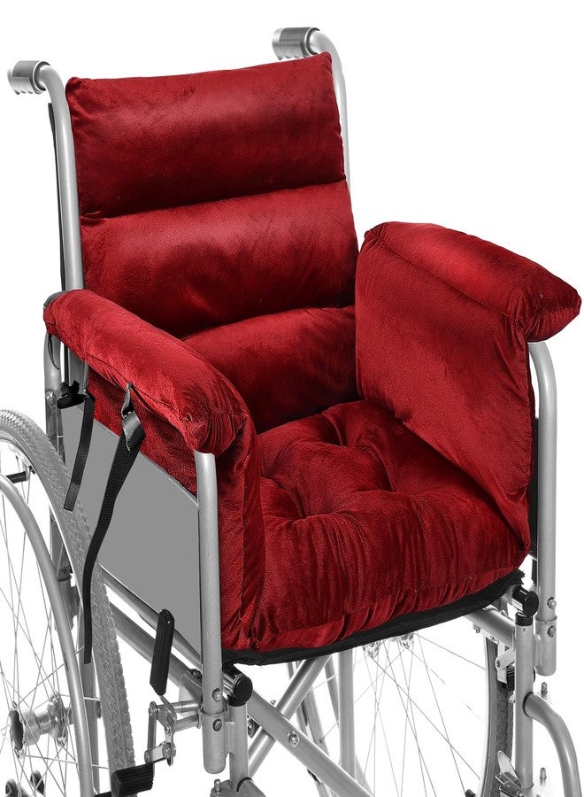 Suzile Wheelchair Cushion Wheelchair Seat Cushion with Strap Recliner Suitable for 18 Inches Armrest and Support for Senior(Burgundy) - Image 1